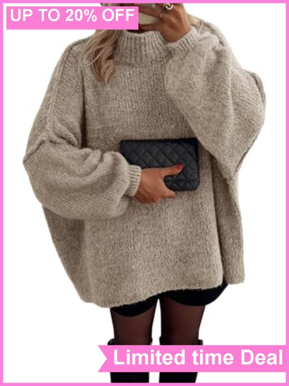 Womens Oversized Chunky Knit Mock Neck Pullover Sweater Loose Fit Fall